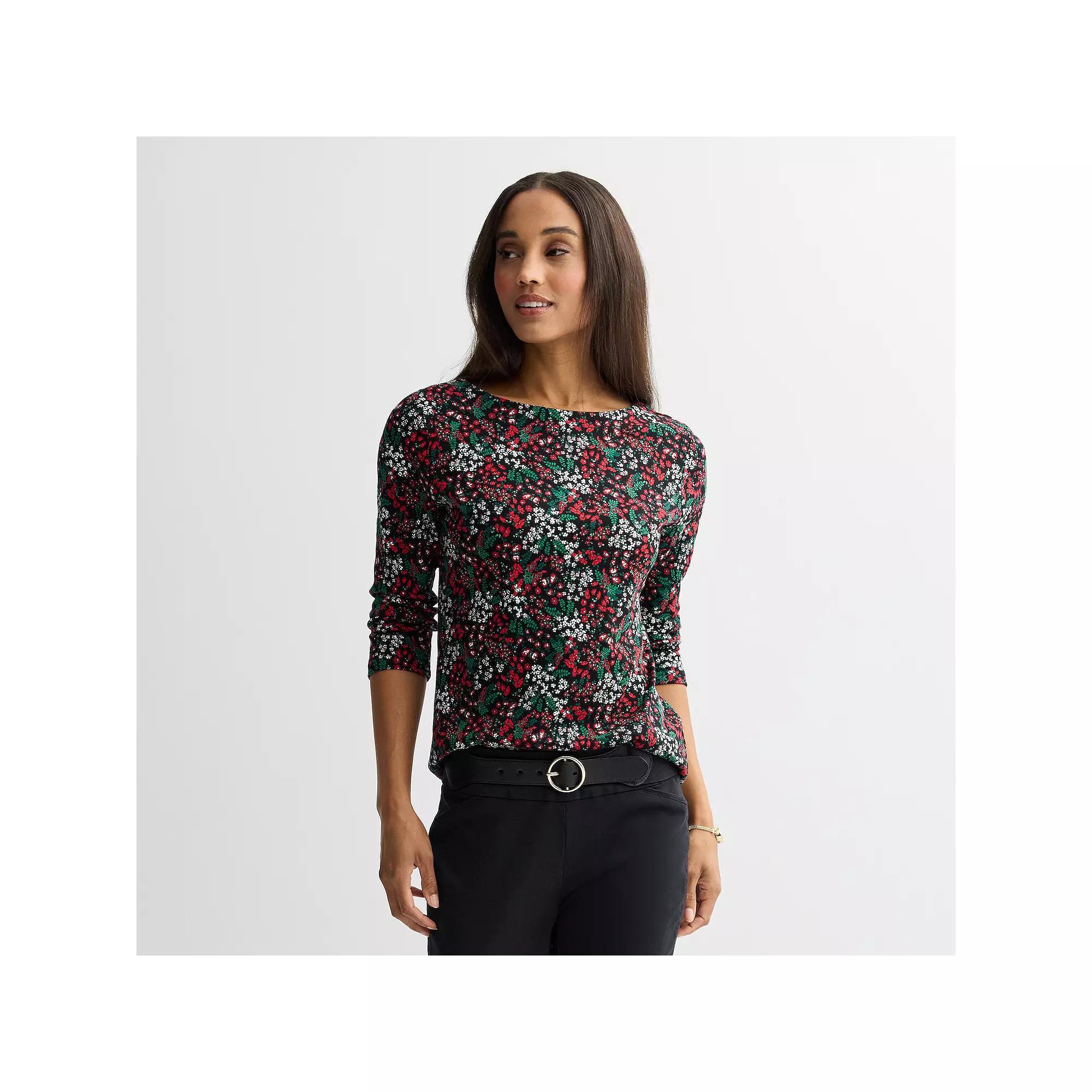 Petite Croft & Barrow® Boatneck Top, Women's,  Product Image