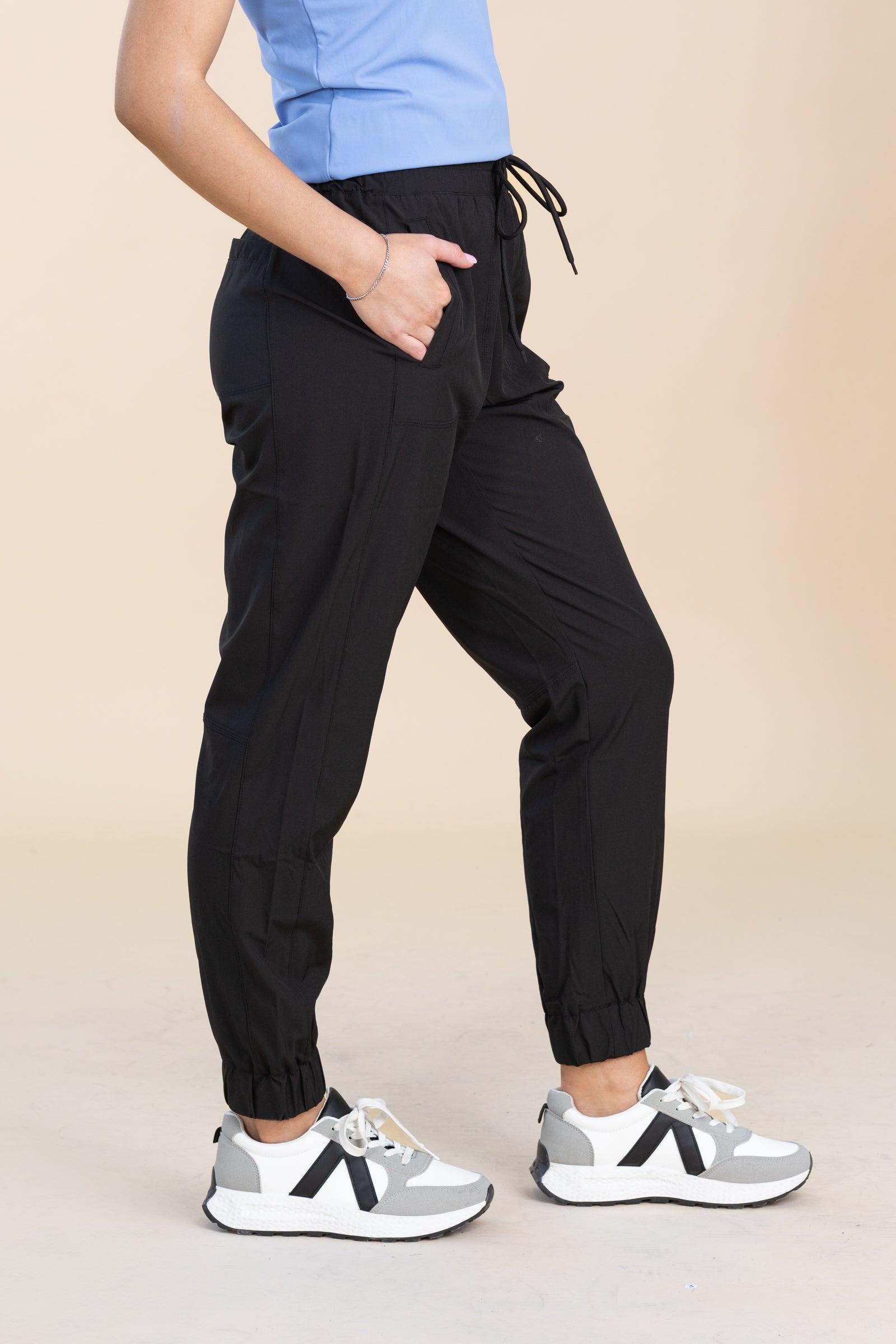 Black High Waisted Solid Knit Joggers Product Image