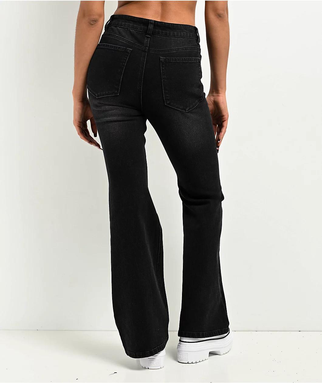 Empyre Glimmer Ozzy Black Wash Mid Rise Flare Jeans Product Image