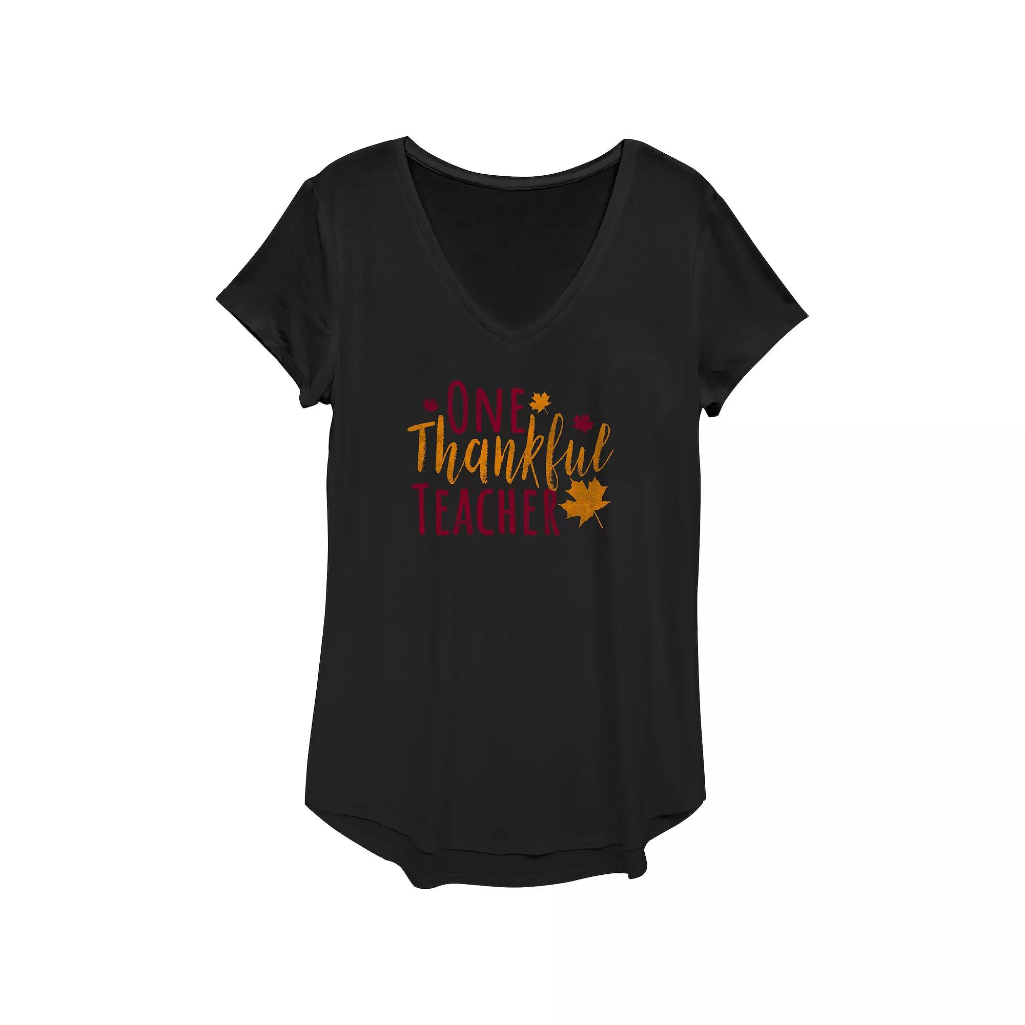 Women's One Thankful Teacher Graphic Tee,  Product Image