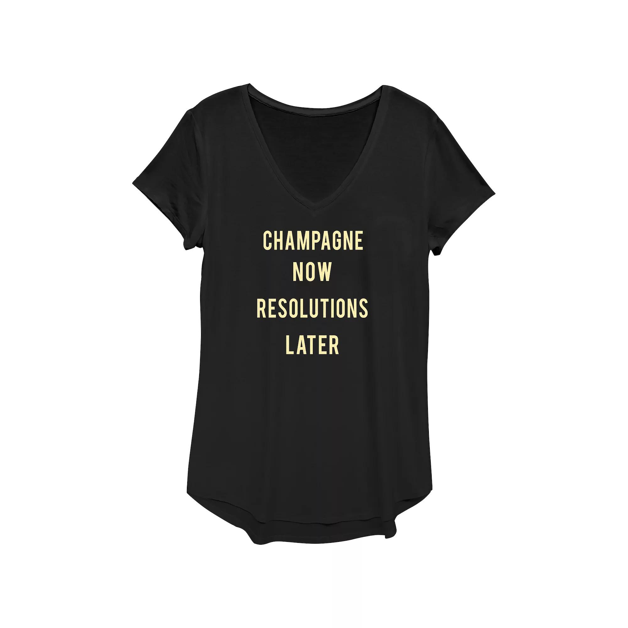 Women's Champagne Now Resolutions Later Graphic Tee,  Product Image
