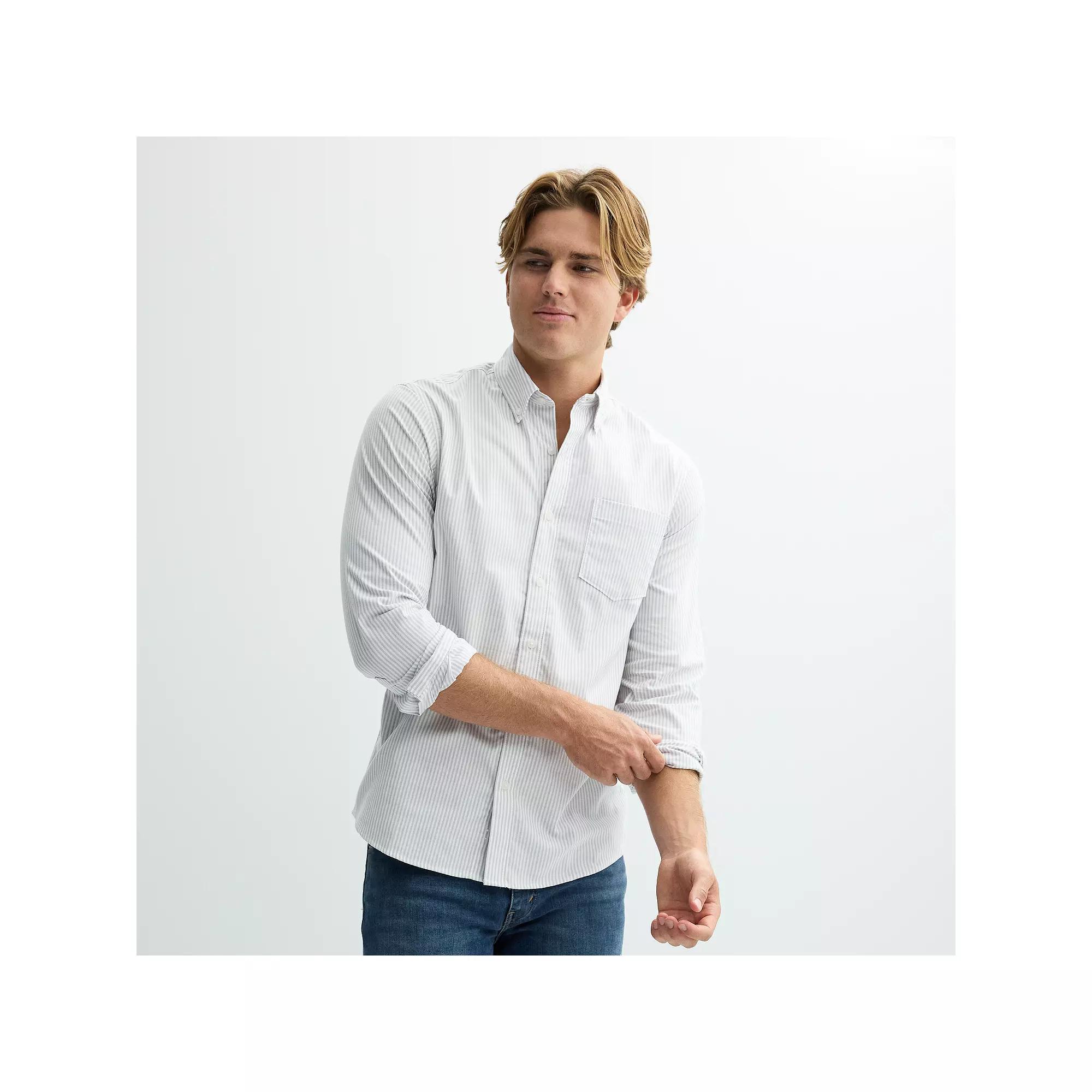 Men's Sonoma Goods For Life® Long Sleeve Slim Fit Perfect Length Button-Down Shirt,  Product Image