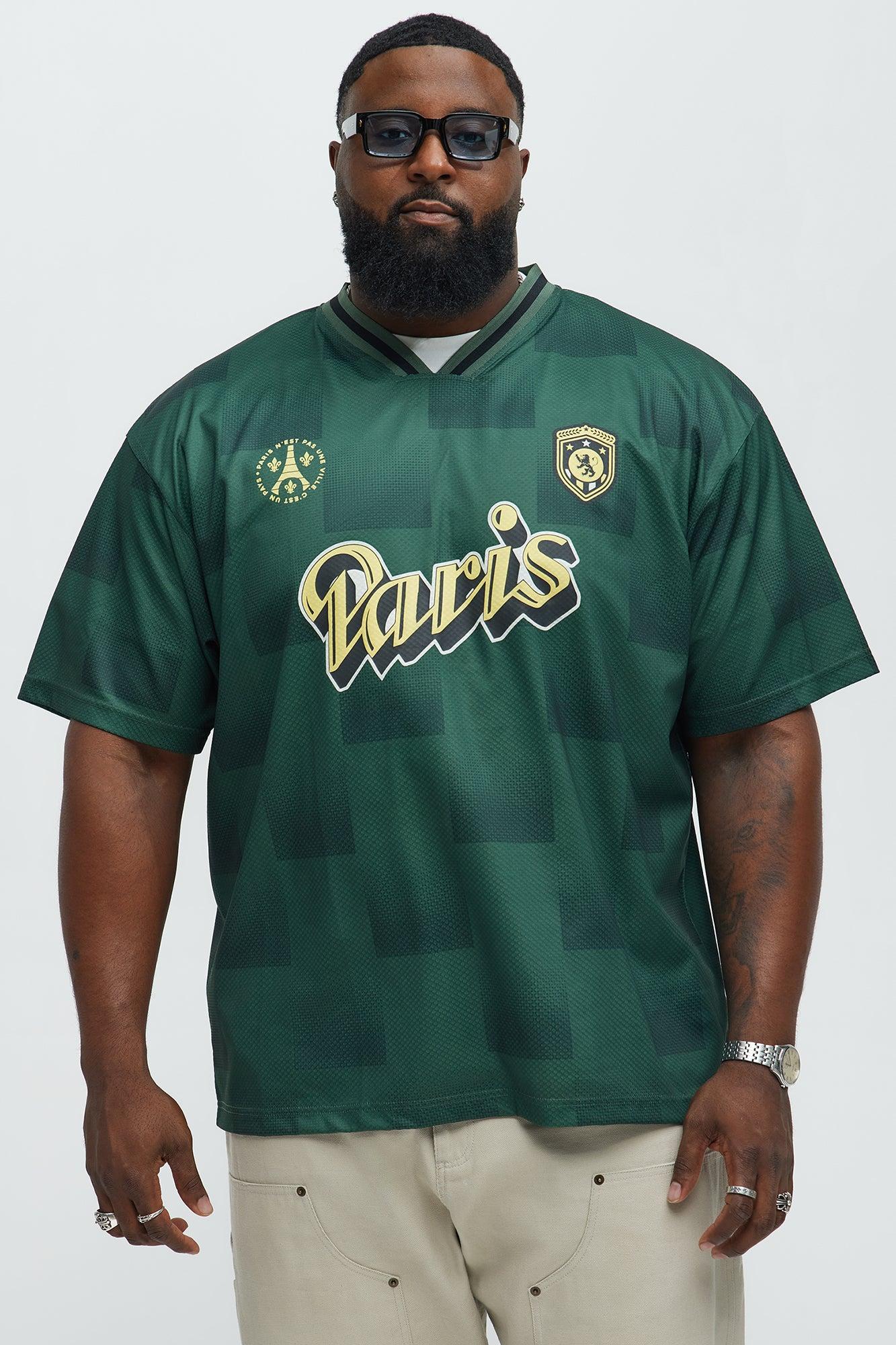 Checkered Paris Short Sleeve Soccer Jersey - Green/combo Male Product Image