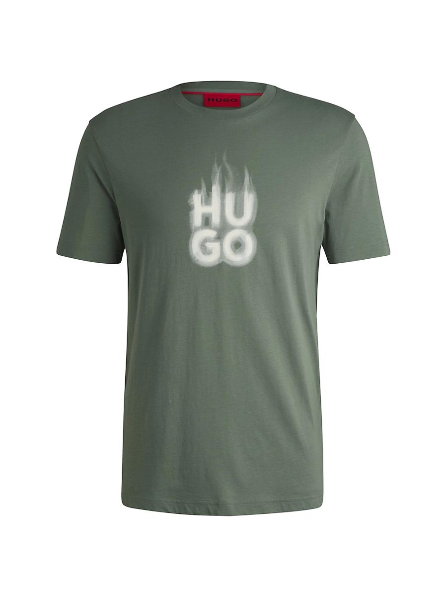Mens Cotton-Jersey T-Shirt with Stacked Smoke Logo Product Image
