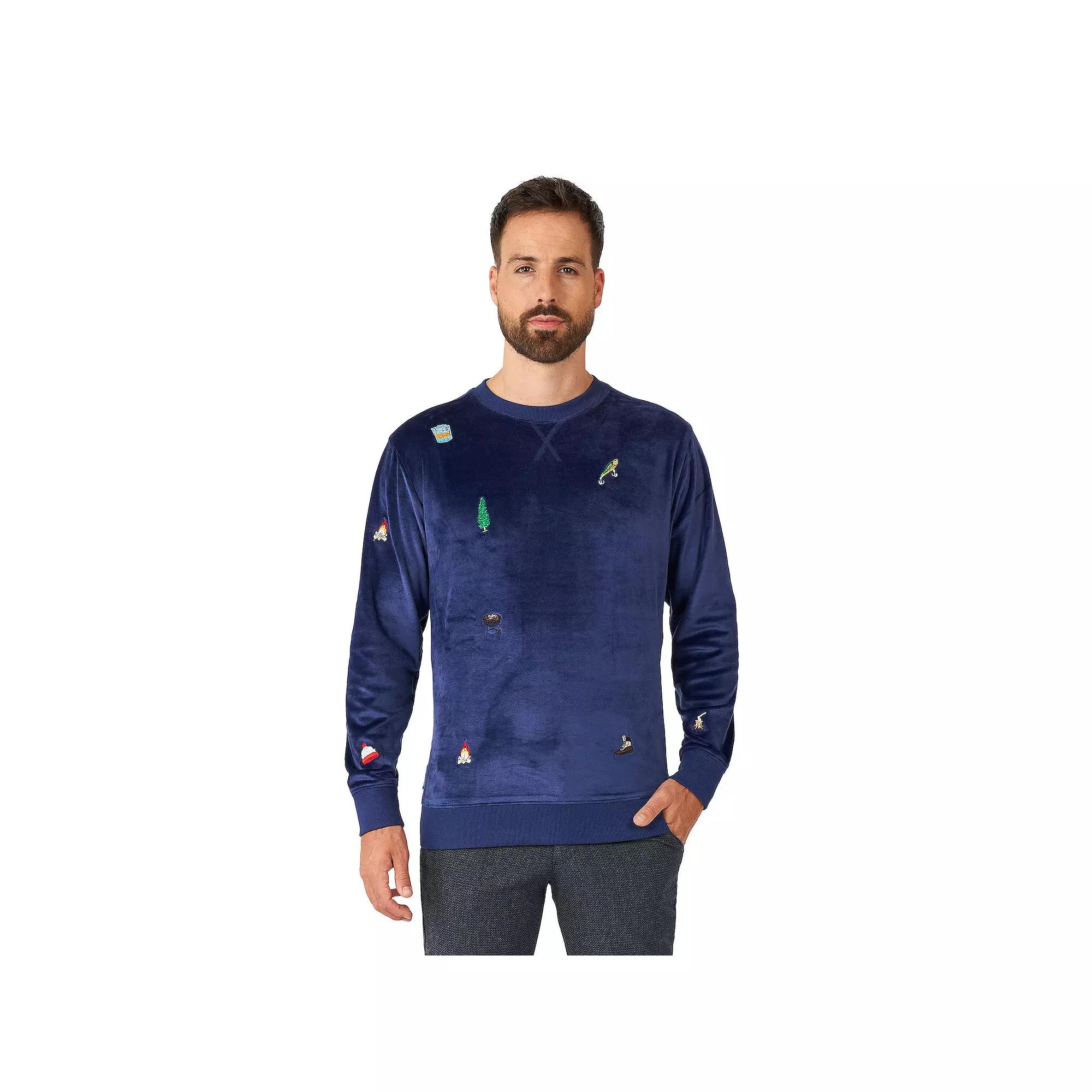 Men's Deluxe Sweater Christmas Icons, Size: Large, Blue Product Image