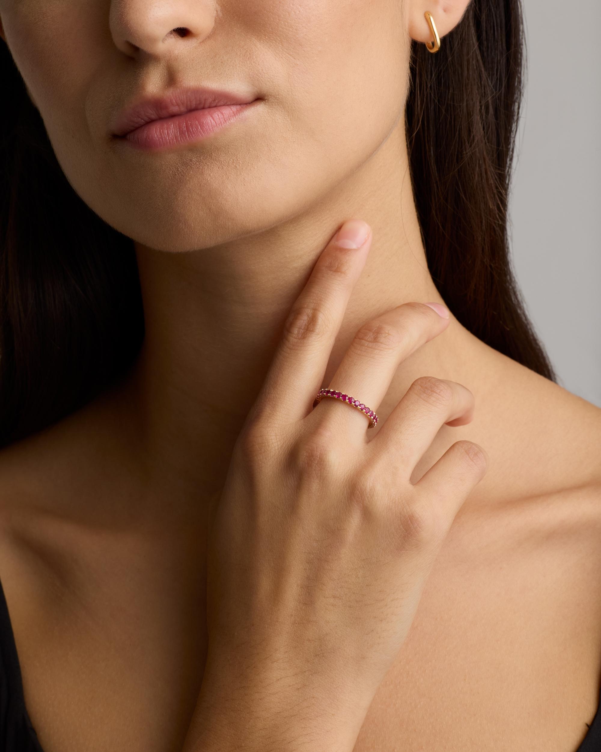 Quince | Women's 14K Gold Gemstone Pave Eternity Band Rings Product Image