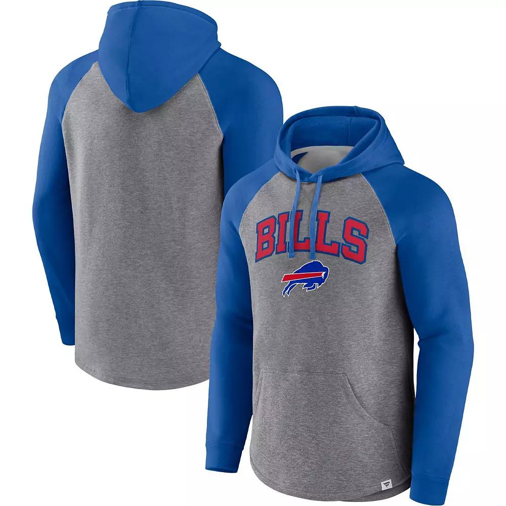 Mens Fanatics Branded Heathered Gray/Royal Buffalo Bills By Design Raglan Pullover Hoodie Product Image