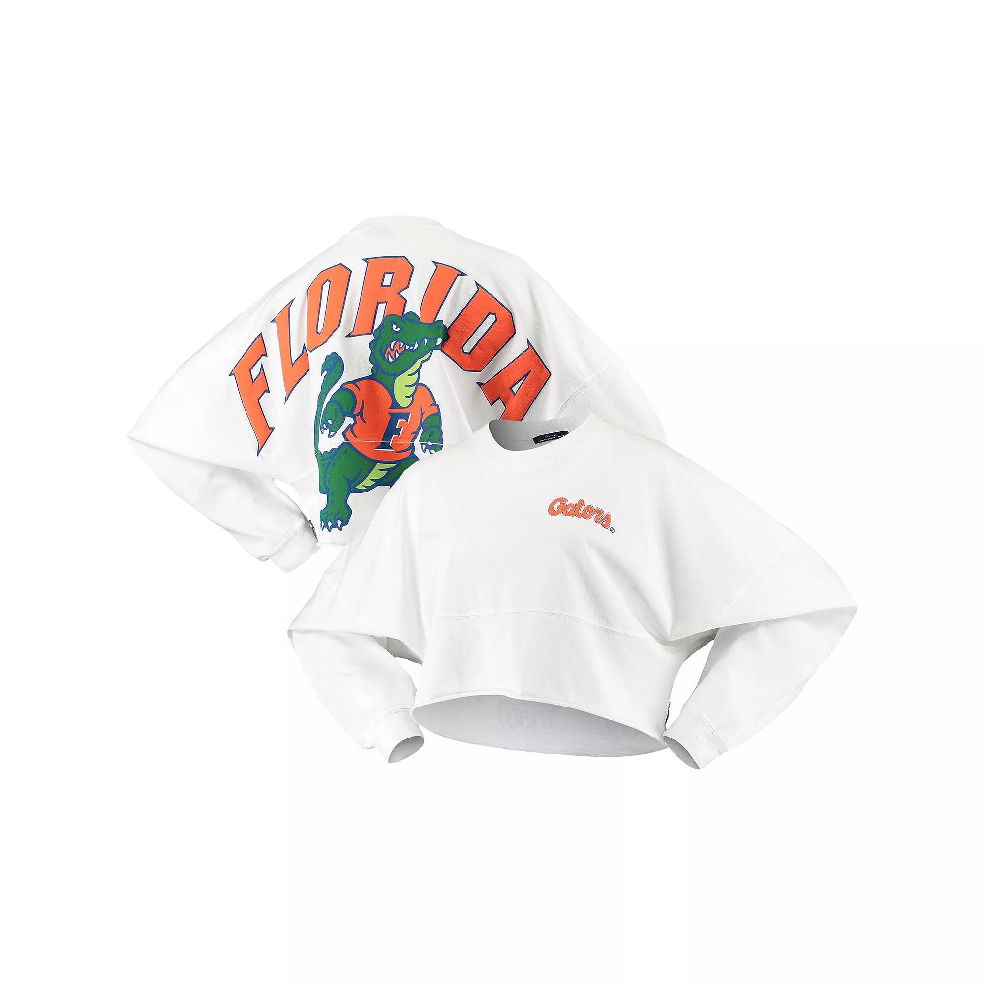 Women's White Florida Gators Raw Hem Cropped Spirit Jersey Long Sleeve T-Shirt, Size: 2XL Product Image
