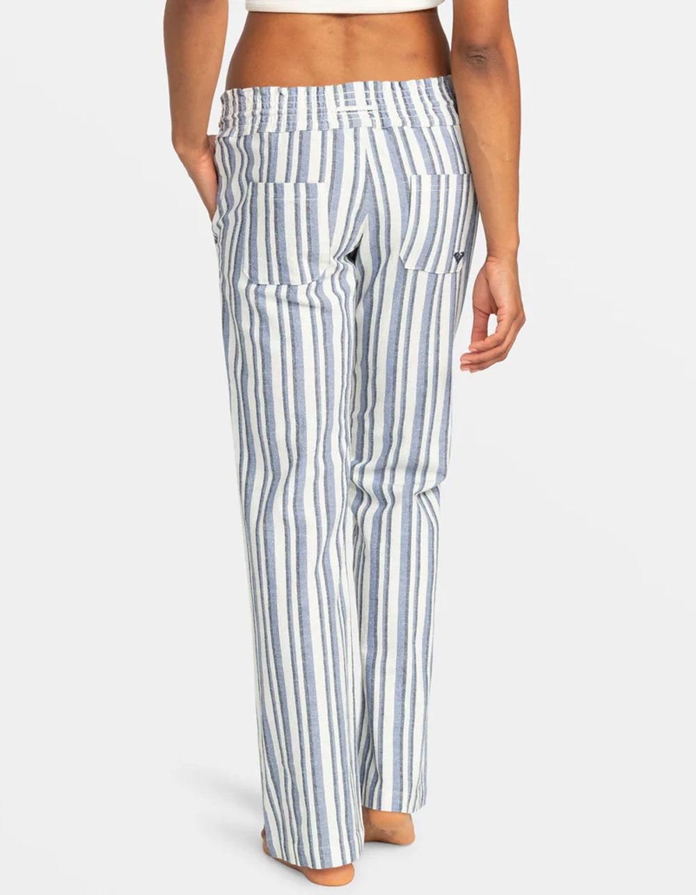 ROXY Oceanside Stripe Womens Flared Beach Pants - BLUE Product Image
