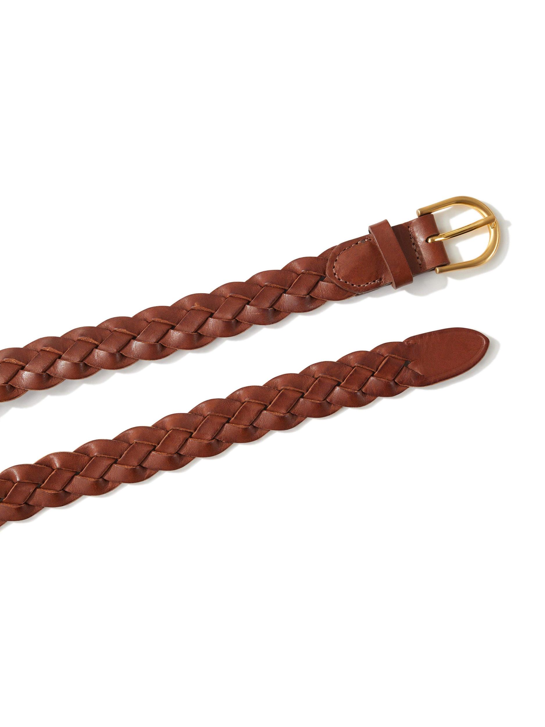 Braided Leather Belt - Brown Female Product Image