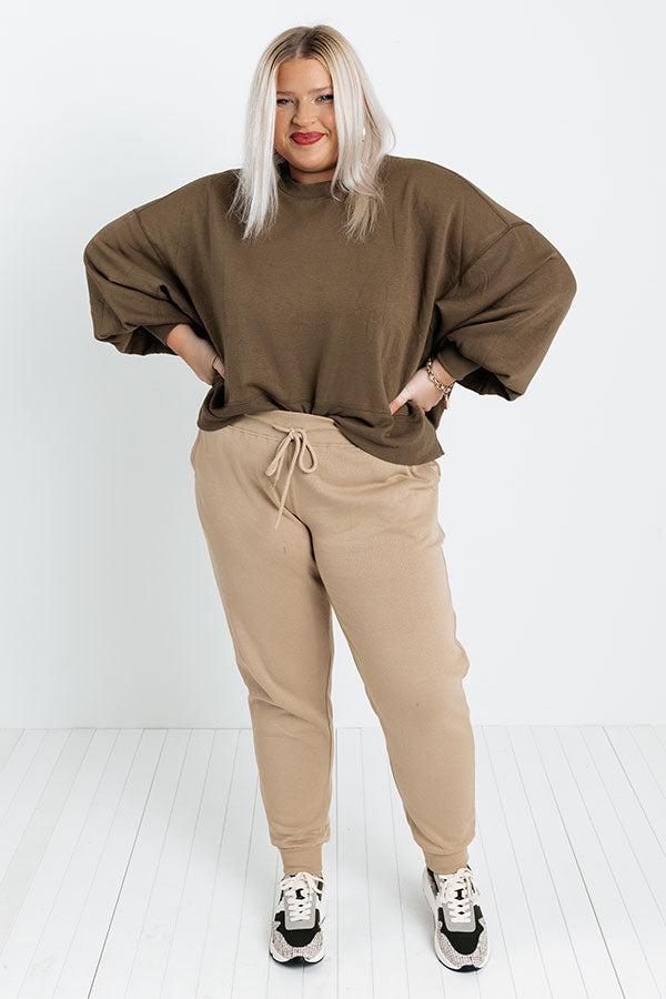 Count On You Joggers In Khaki Curves Product Image