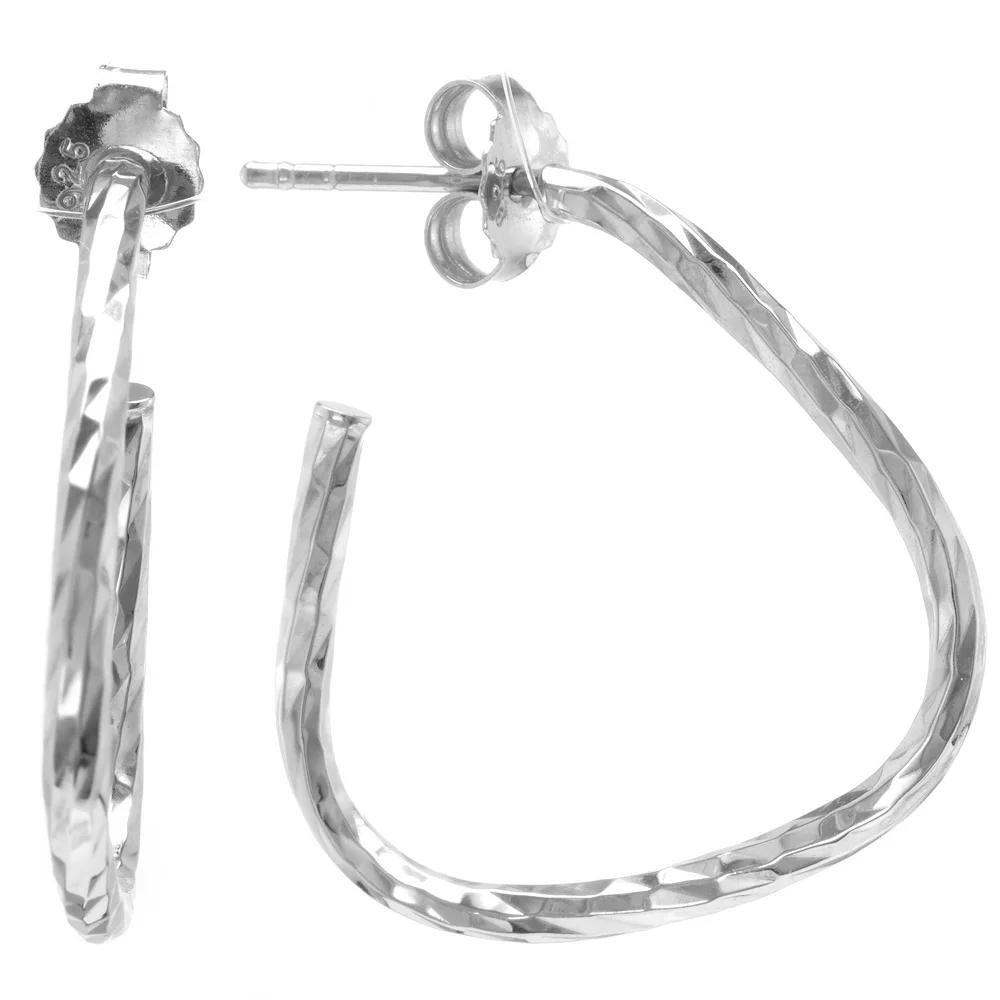 Judy Crowell Sterling Silver Textured Open Triangle Hoop Earrings, Women's Product Image