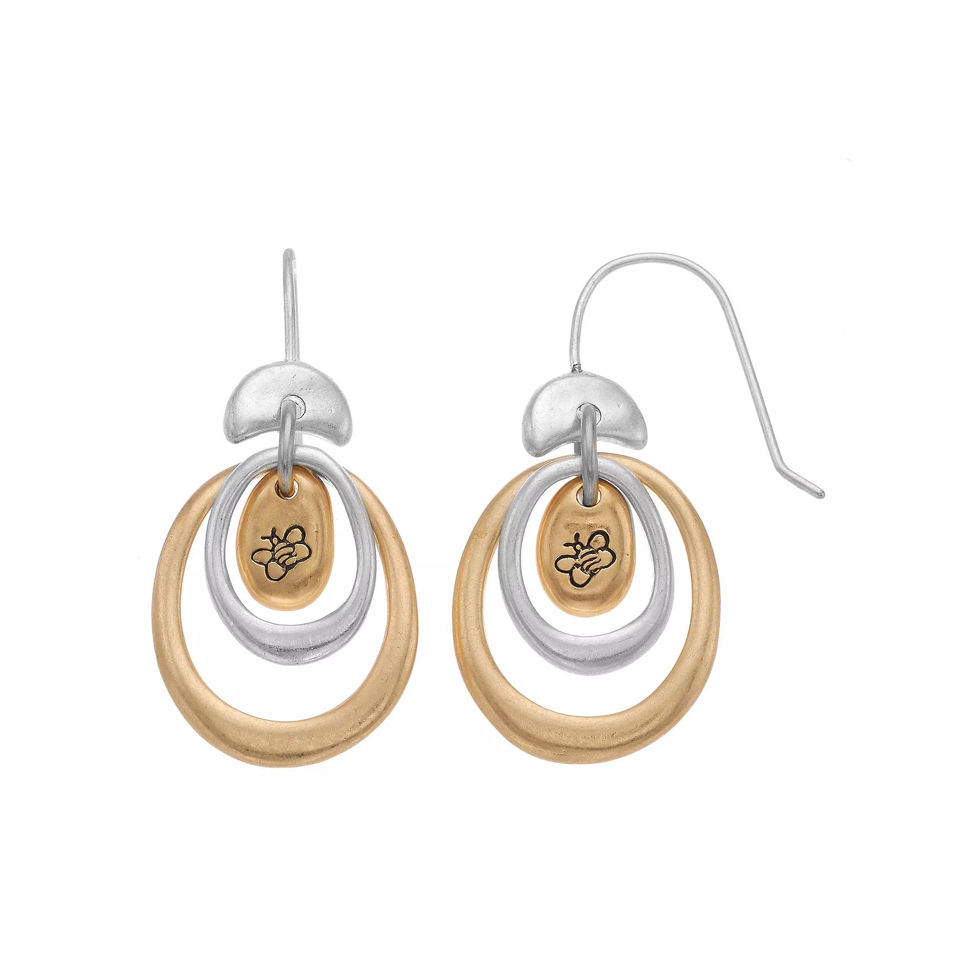 Bella Uno Two-Tone Double Hoop Earrings, Womens, Two Tone Product Image