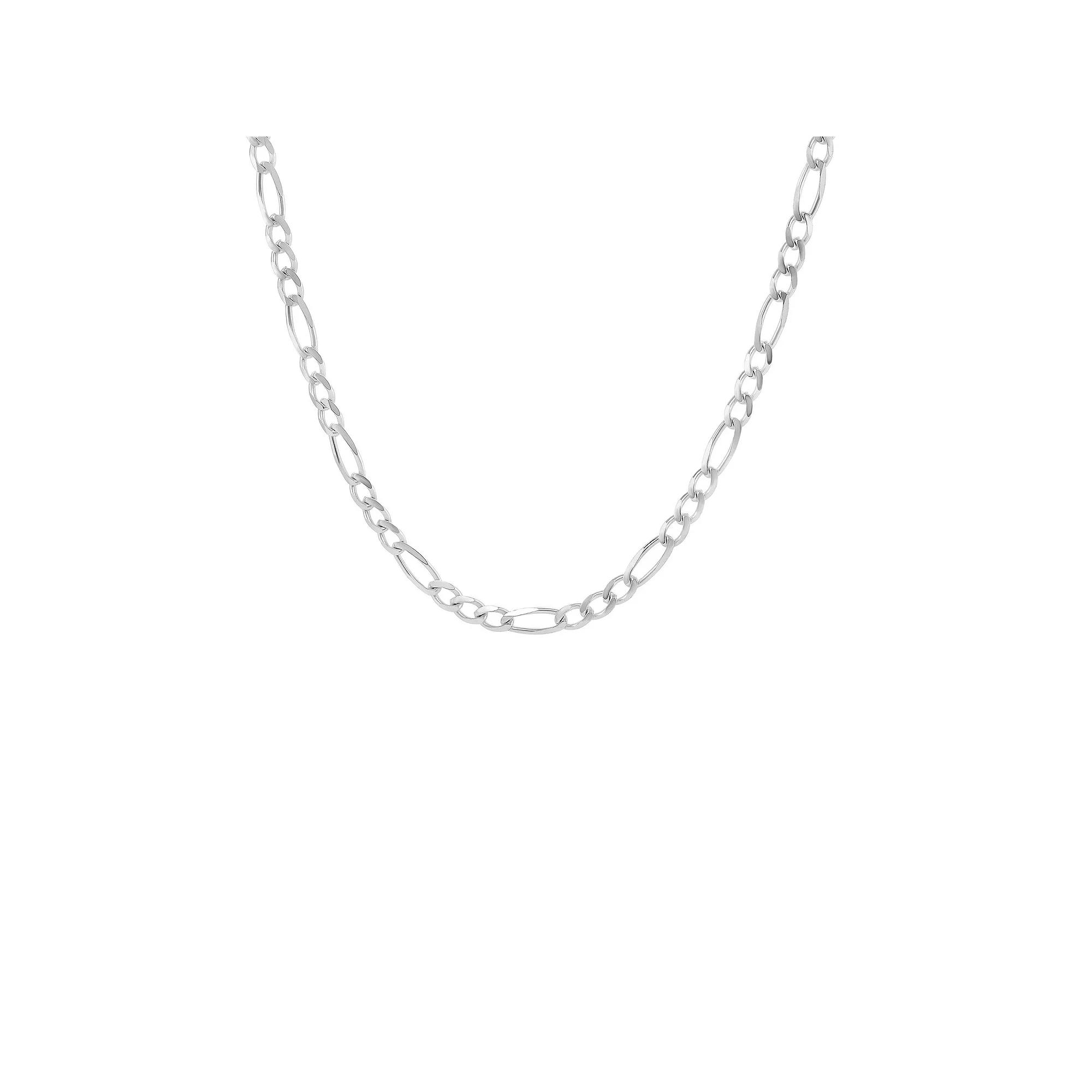 PRIMROSE Fine Silver Plated Figaro Chain Necklace, Women's, Size: 20", Silver Tone Product Image