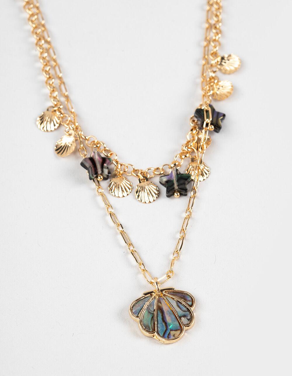 FULL TILT Sea Shell/Star Charm Layered Necklace - GOLD Product Image