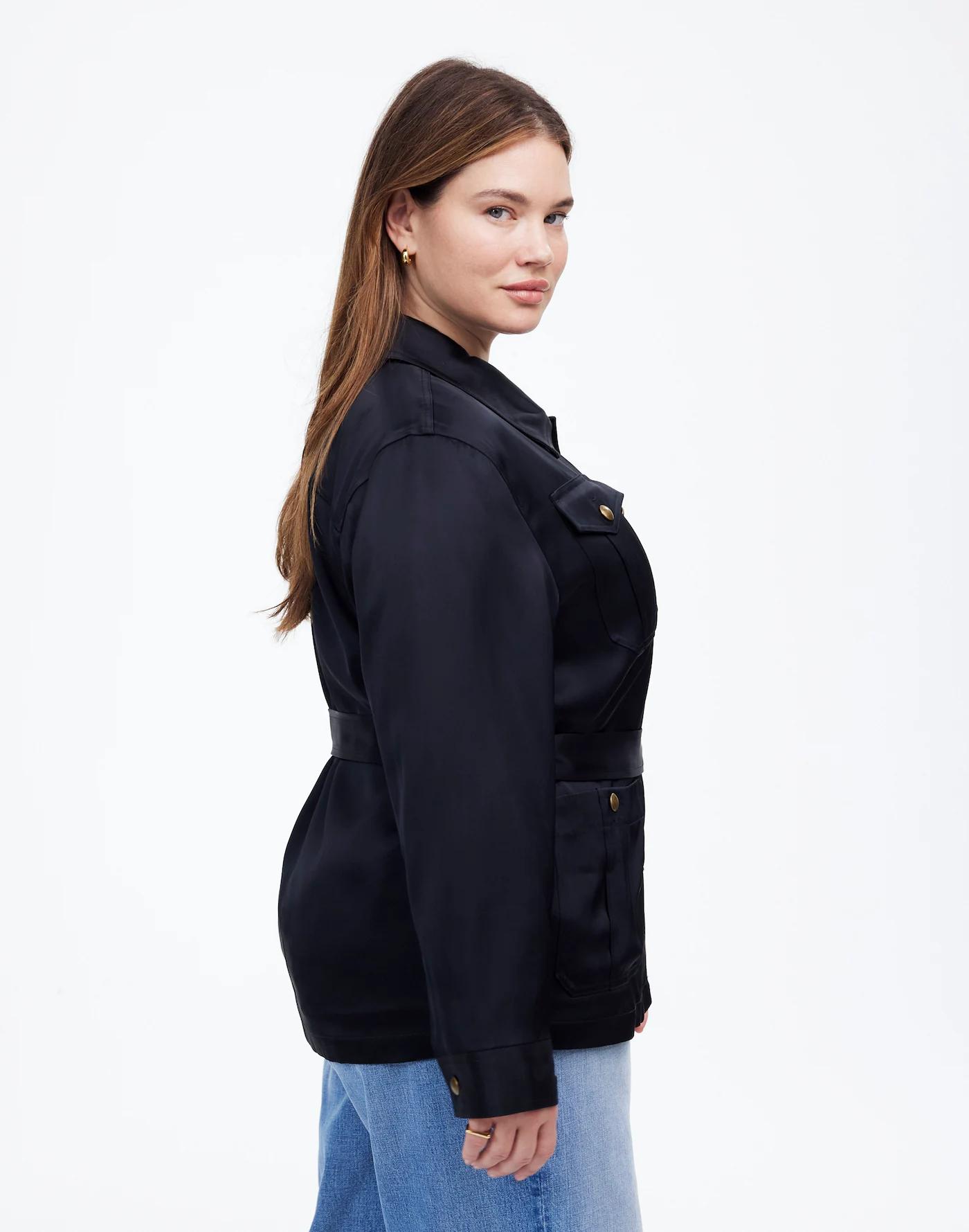 Plus Double-Faced Satin Safari Jacket Product Image