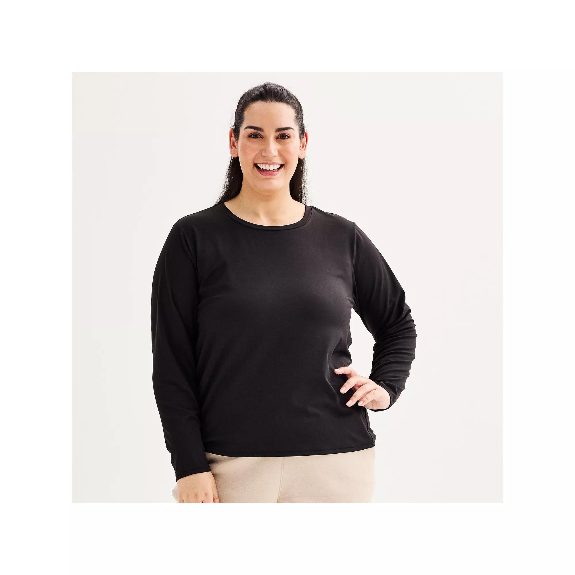 Plus Size Tek Gear® Essential Soft Long Sleeve Tee, Women's, Size: 3XL, Modern White Product Image
