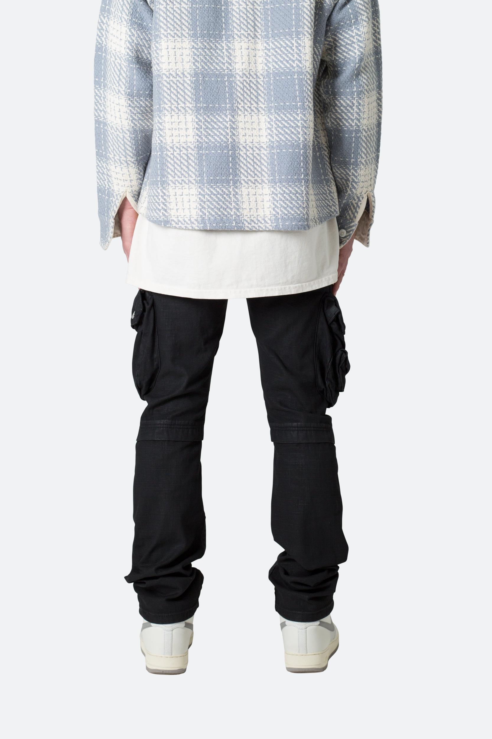 Waxed Denim Cargo Pants - Black Product Image