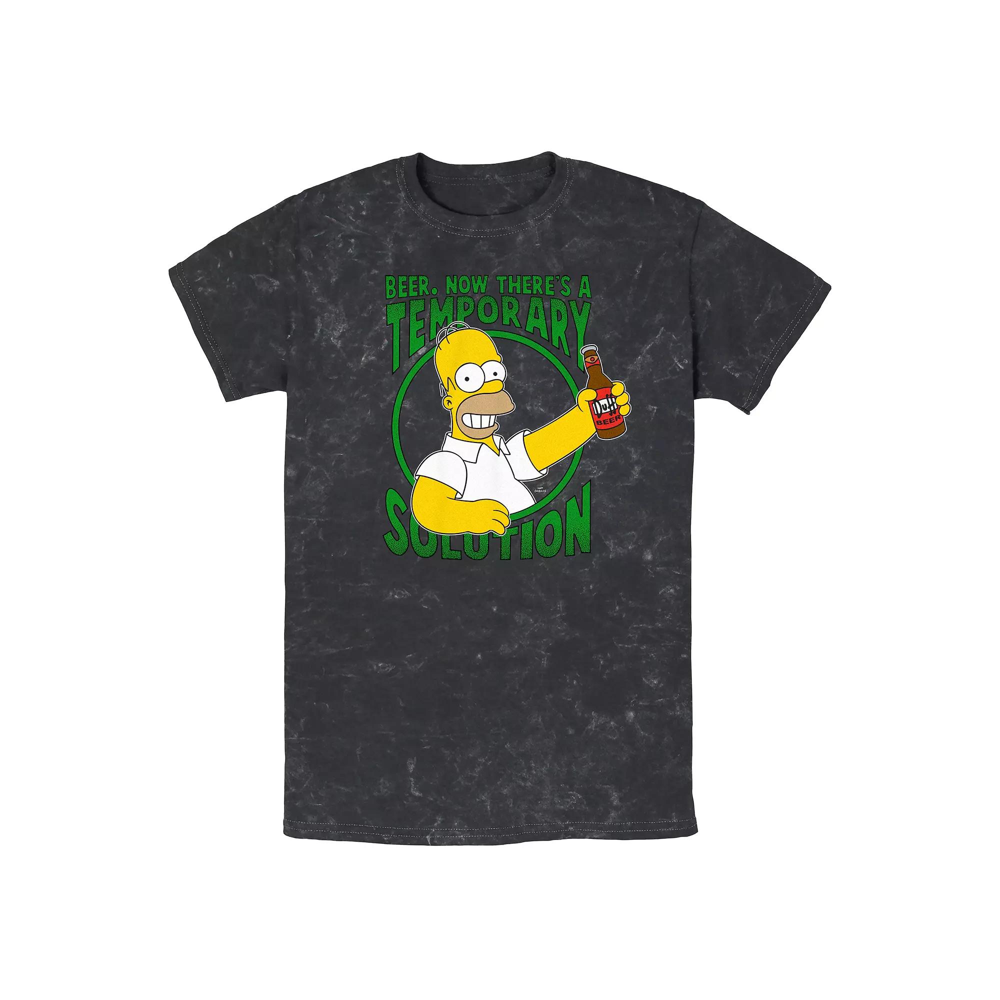 Men's The Simpsons Temporary Solution Mineral Wash Graphic Tee,  Product Image