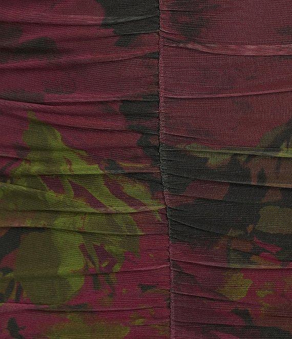 Honey and Rosie V-Notch Neck Printed Triple Mesh Midi Dress Product Image