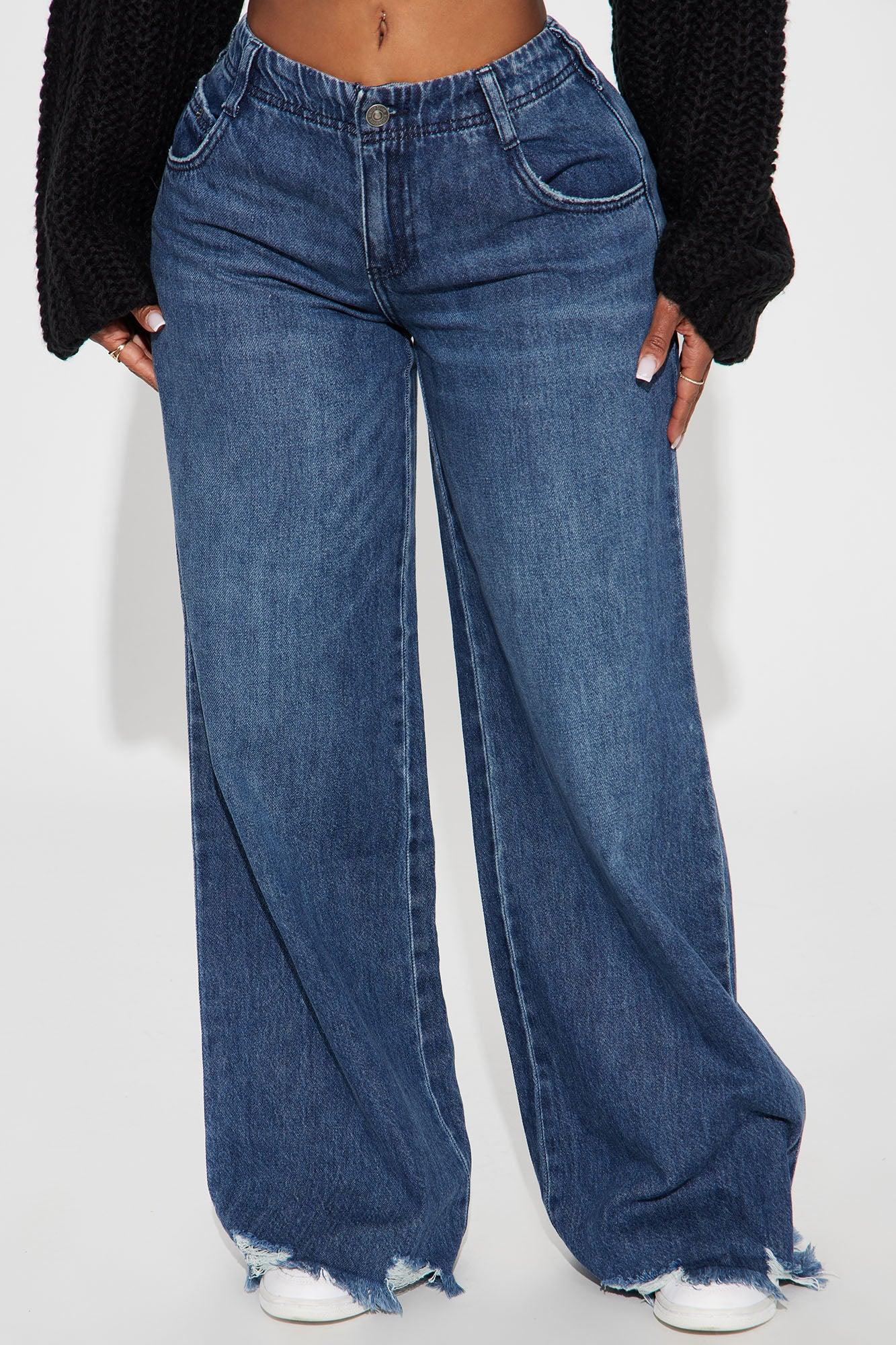 Indigo Low Rise Wide Leg Jeans - Dark Wash Product Image