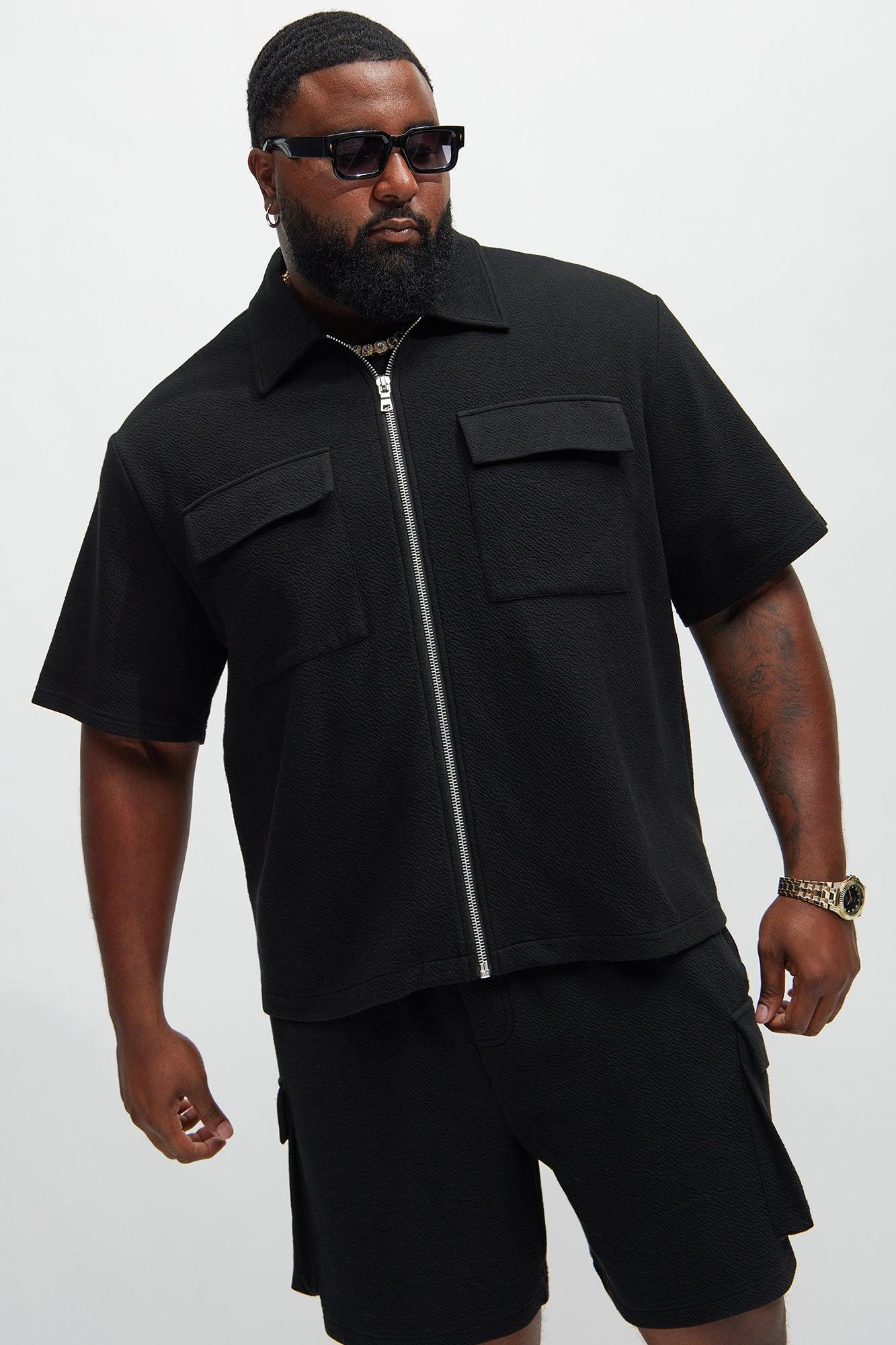 Lewis Zip Up Shirt - Black Product Image