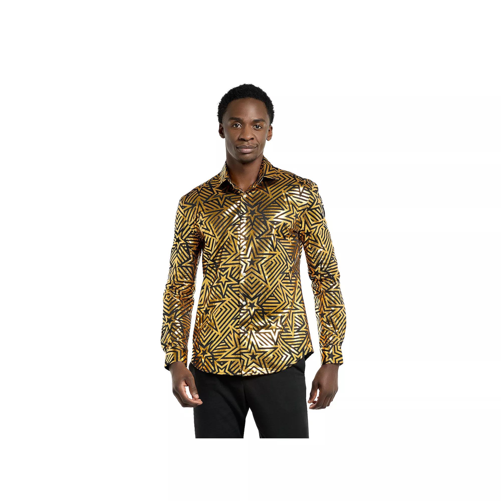 Men's OppoSuits Golden Geo Star Slim-Fit Button-Down Shirt,  Product Image
