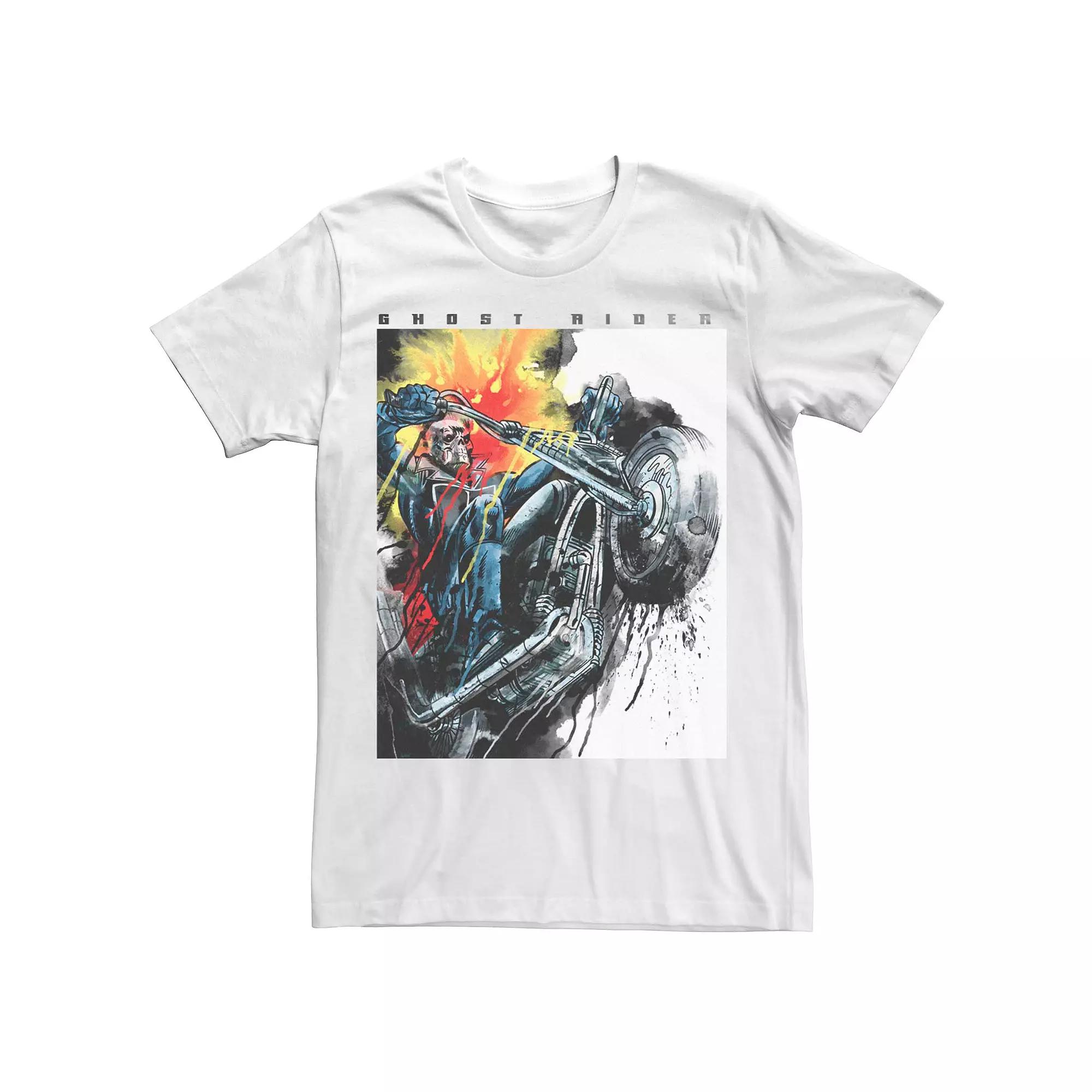Men's Marvel Ghost Rider Watercolor Painted Poster Tee,  Product Image