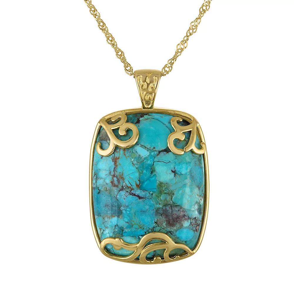Designs by Gioelli Gold Over Sterling Silver Copper Turquoise Pendant Necklace, Womens Gold Tone Product Image