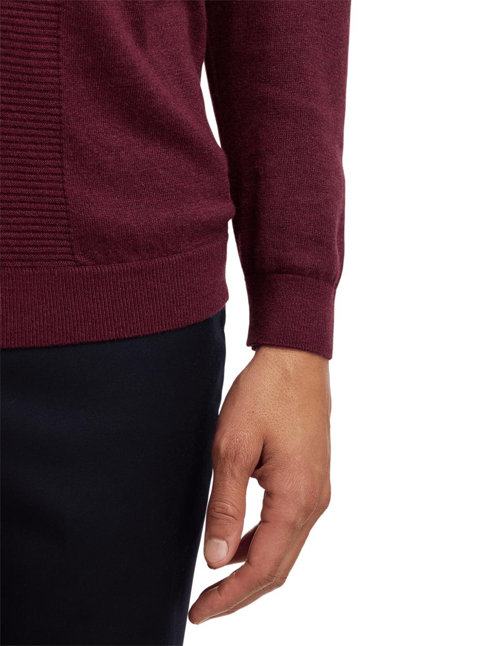 Silk Cotton Cashmere Full Zip Polo - Wine Product Image