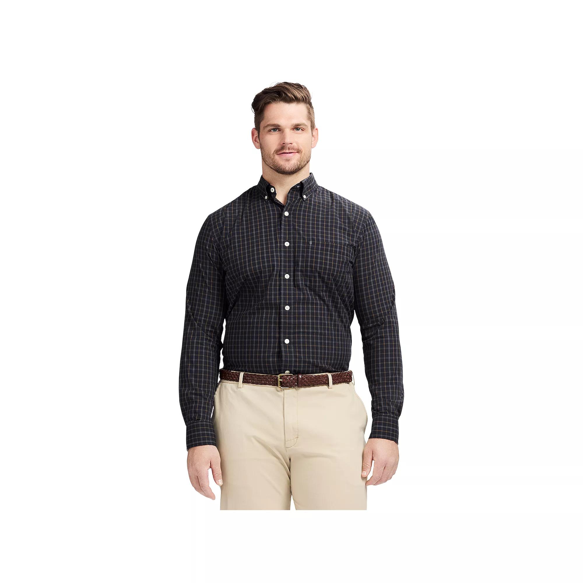 Big & Tall IZOD Performance Long Sleeve Plaid Button Down Shirt, Men's,  Product Image