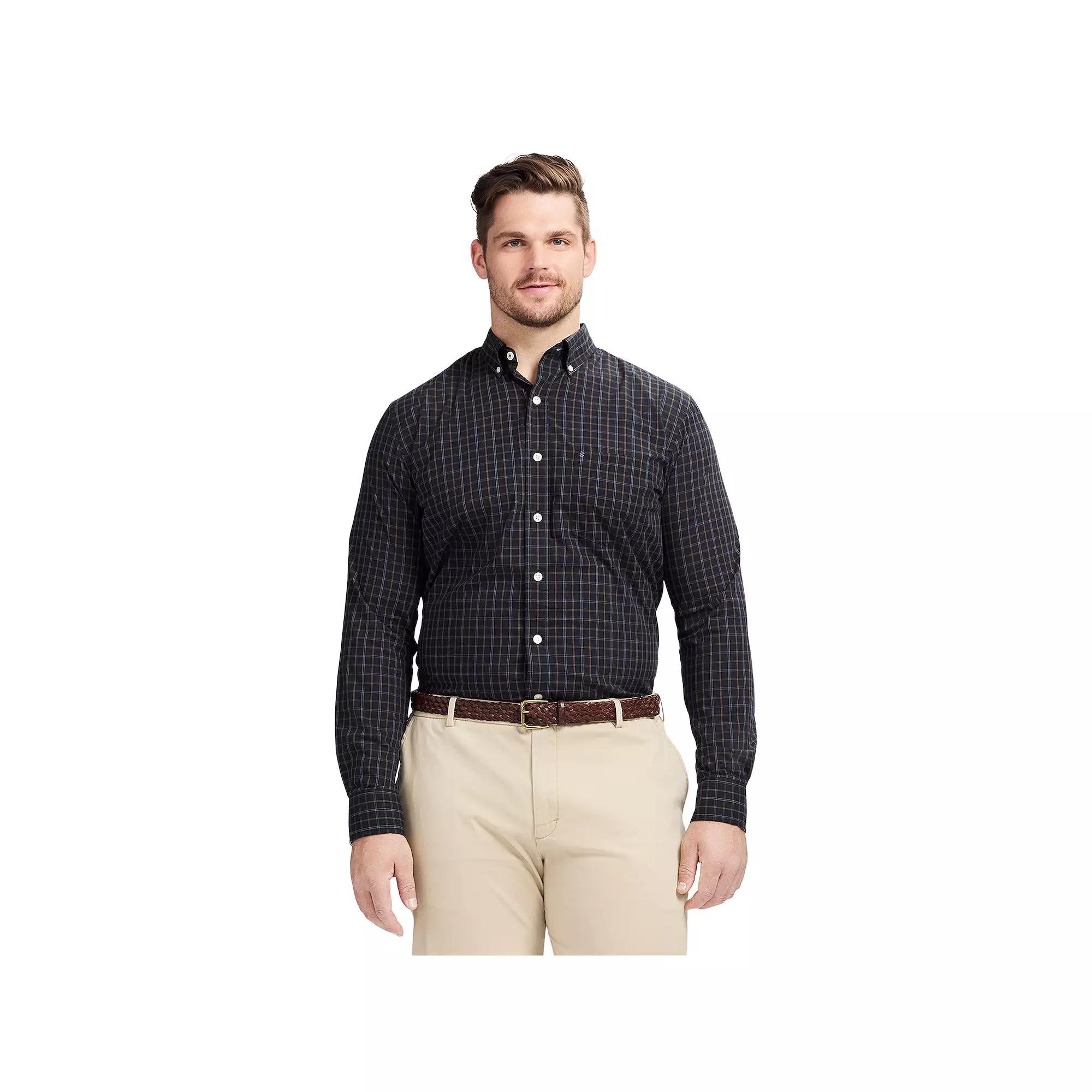 Big & Tall IZOD Performance Long Sleeve Plaid Button Down Shirt, Men's,  Product Image