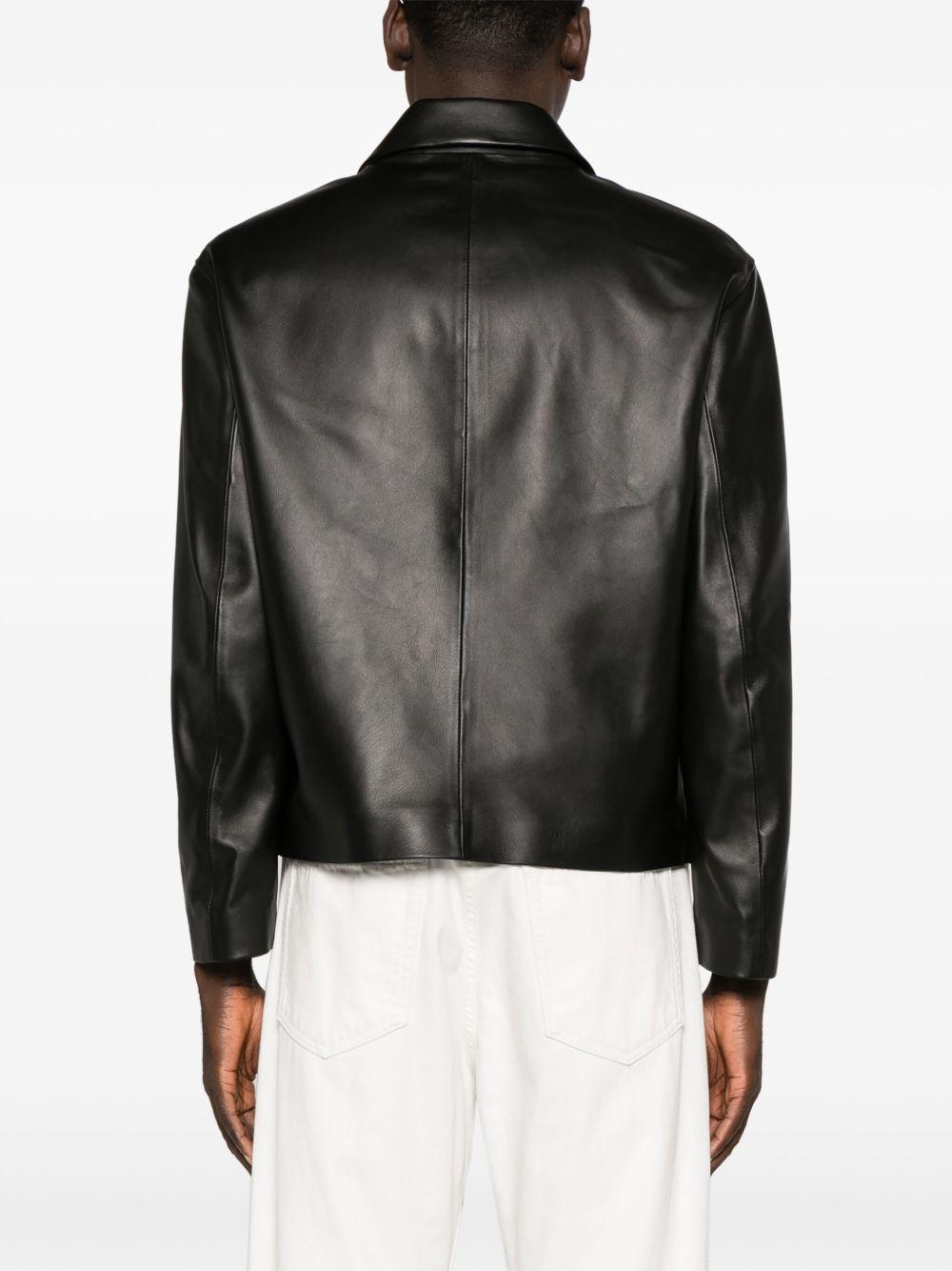 zip-up leather jacket Product Image