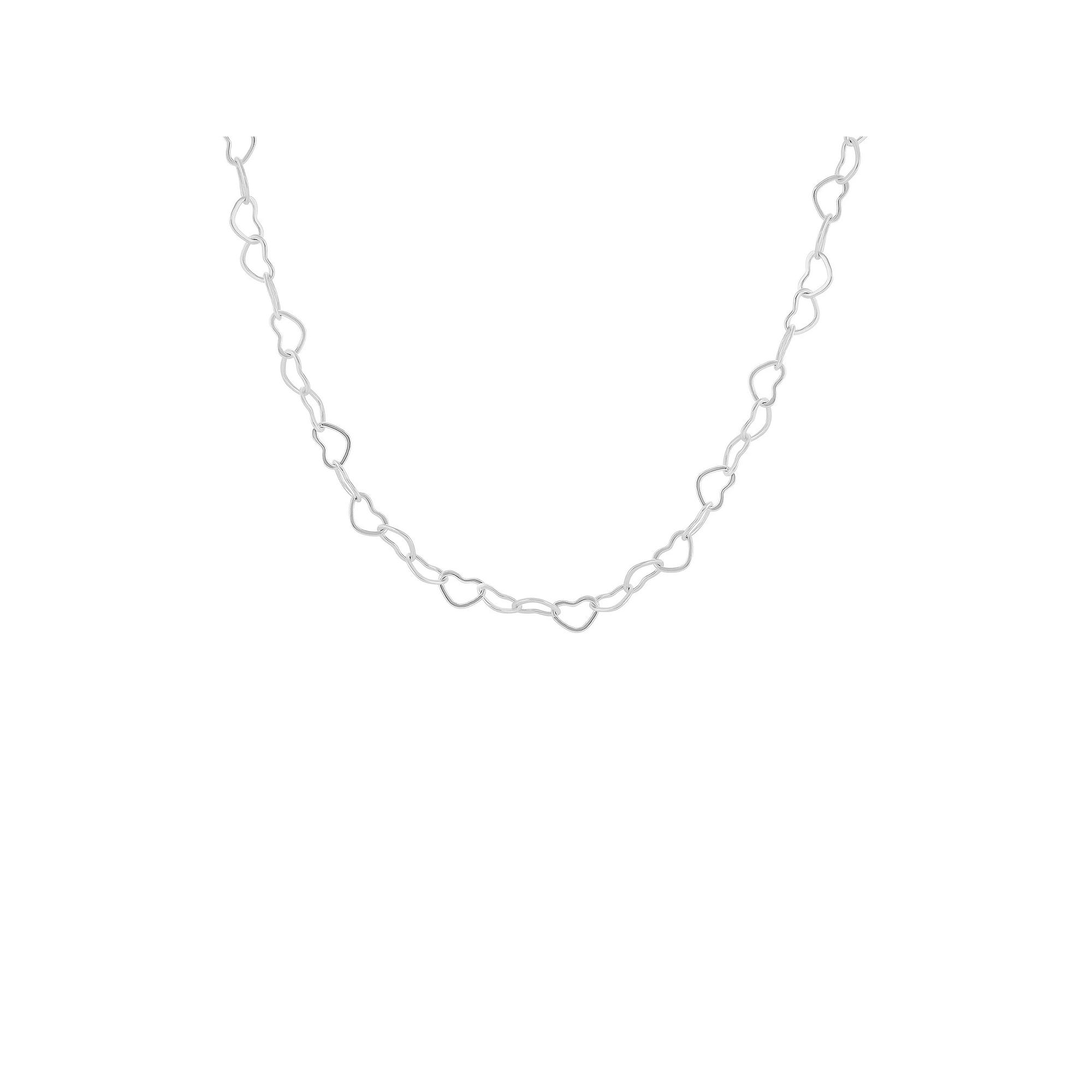PRIMROSE Open Heart Link Chain Necklace, Women's, Size: 18", Silver Tone Product Image