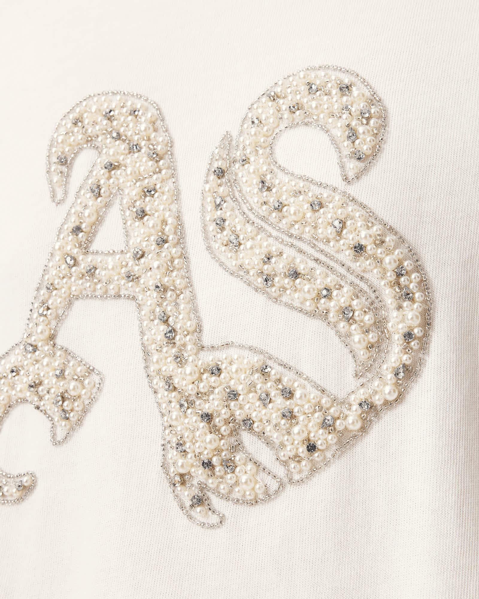 Icon Amelie Oversized Embellished T-Shirt Optic White | ALLSAINTS US Product Image