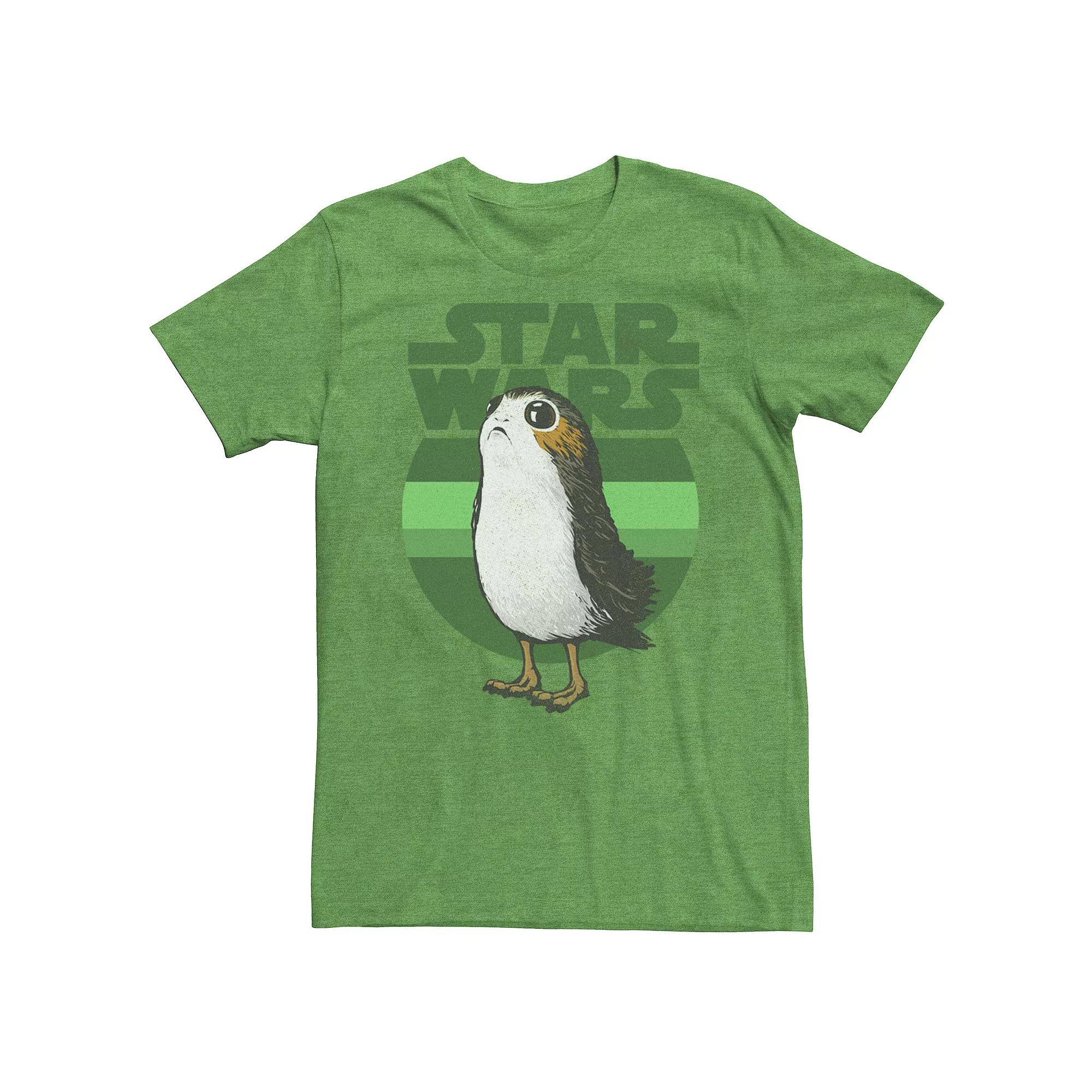 Men's Star Wars Porg Green Hue Retro Portrait Tee,  Product Image