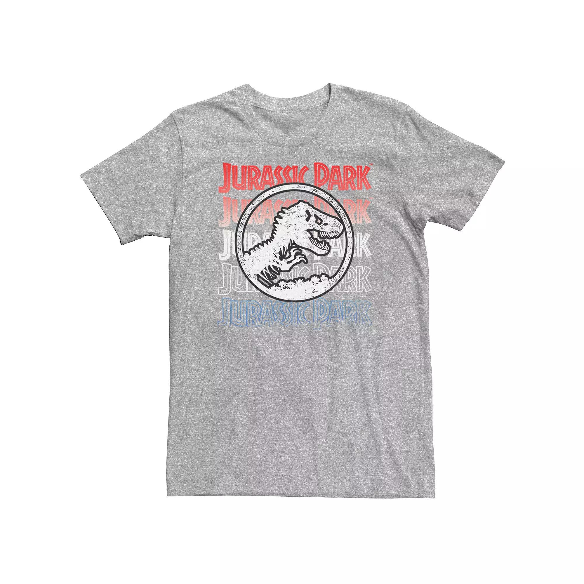 Big & Tall Jurassic Park Red White & Blue Graphic Tee, Men's, Size: 3XL Tall, Athletic Grey Product Image