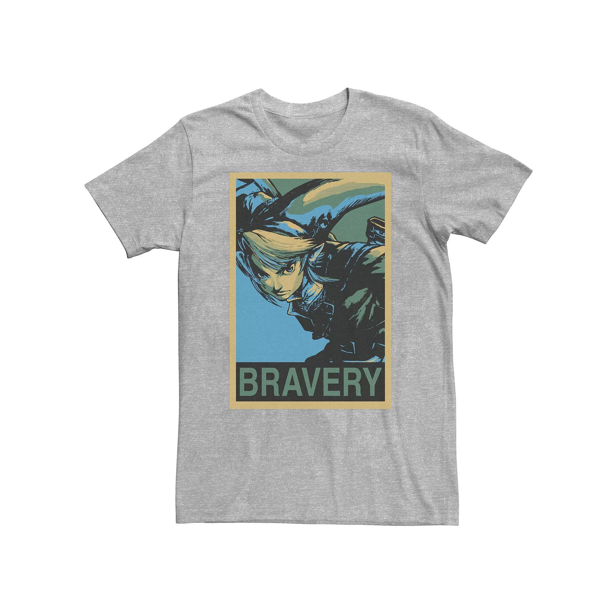 Big & Tall Zelda Link Bravery Poster Tee, Men's, Size: XXL Tall, Athletic Grey Product Image