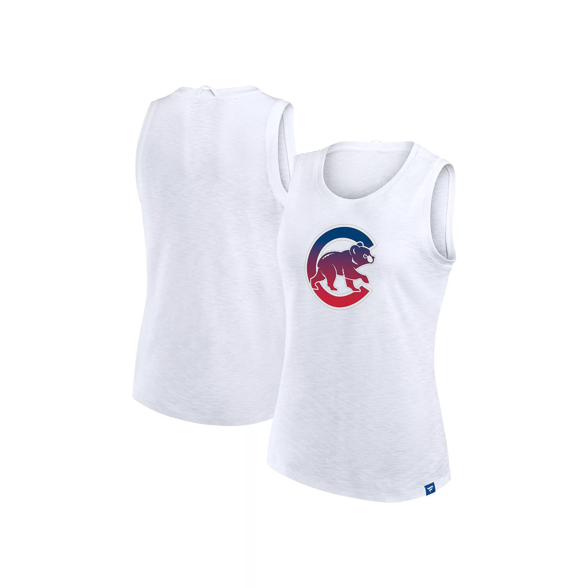 Women's Fanatics White Chicago Cubs Activate Slub Tank Top, Size: Medium Product Image