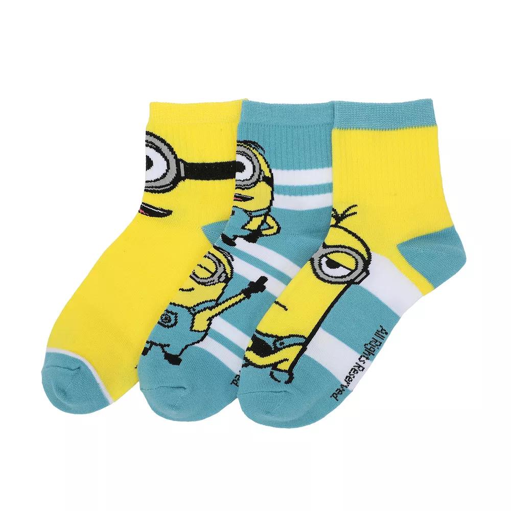 Women's Minions Quarter Crew Socks 3-Pack, Size: 5-10, Multi Product Image