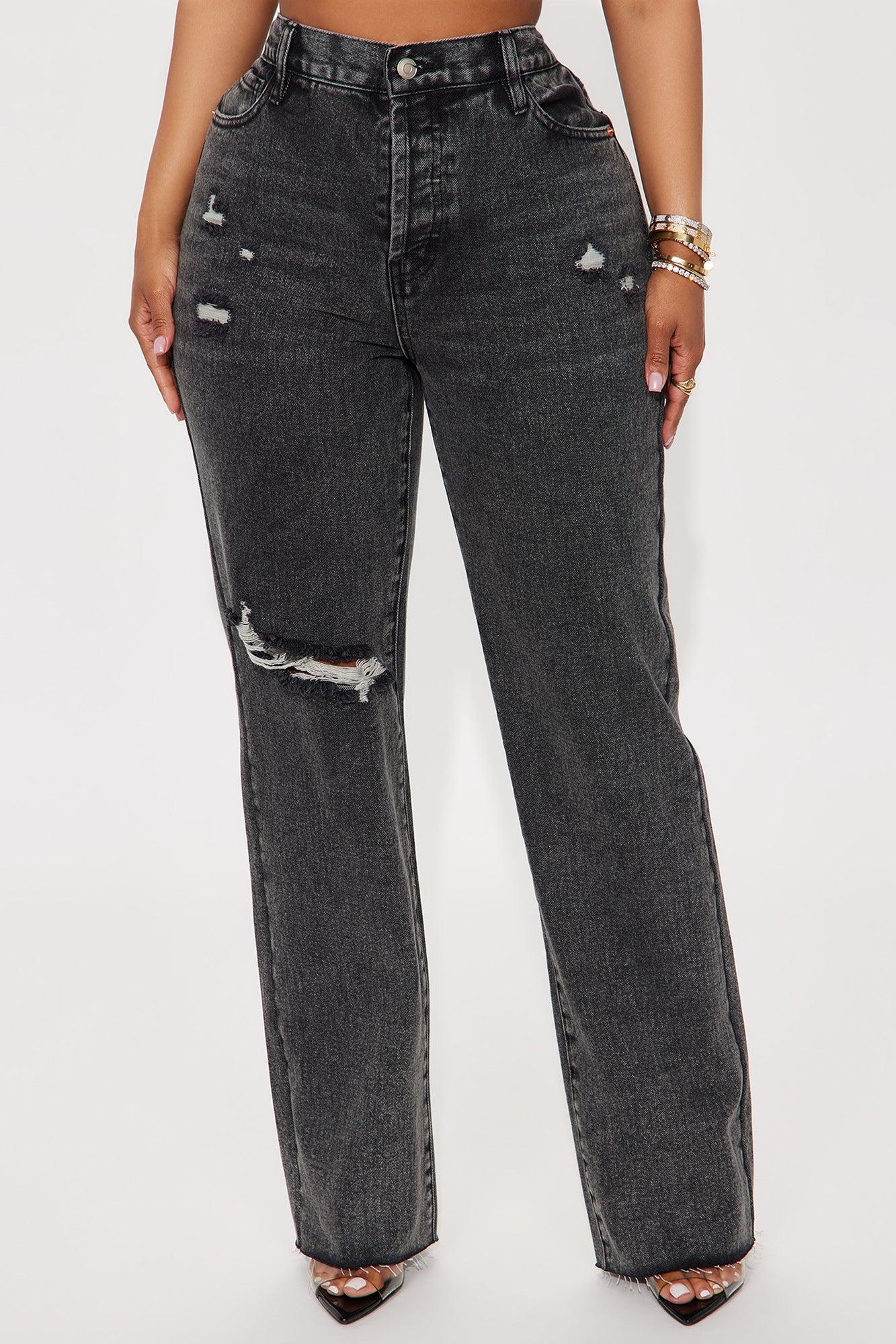 Topanga 90's Ripped Straight Leg Jeans - Black Wash Female Product Image