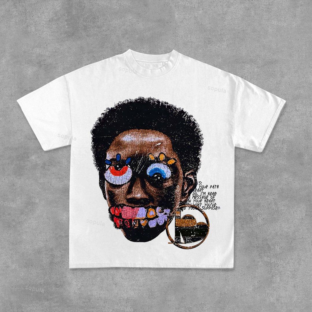 Vintage Madness Print Graphic Street Basketball T-Shirt Product Image