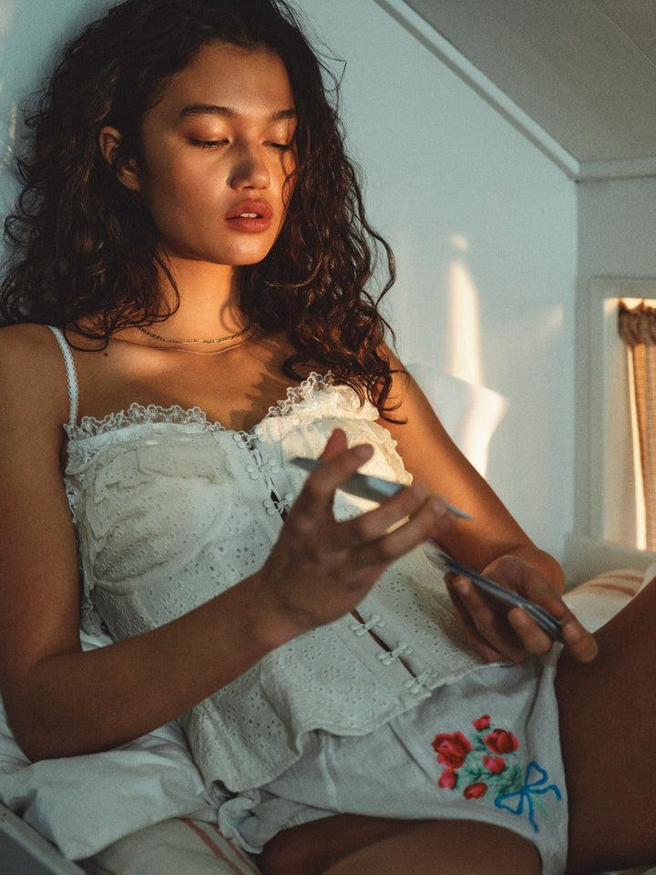 Tea Time Corset Top — White Product Image