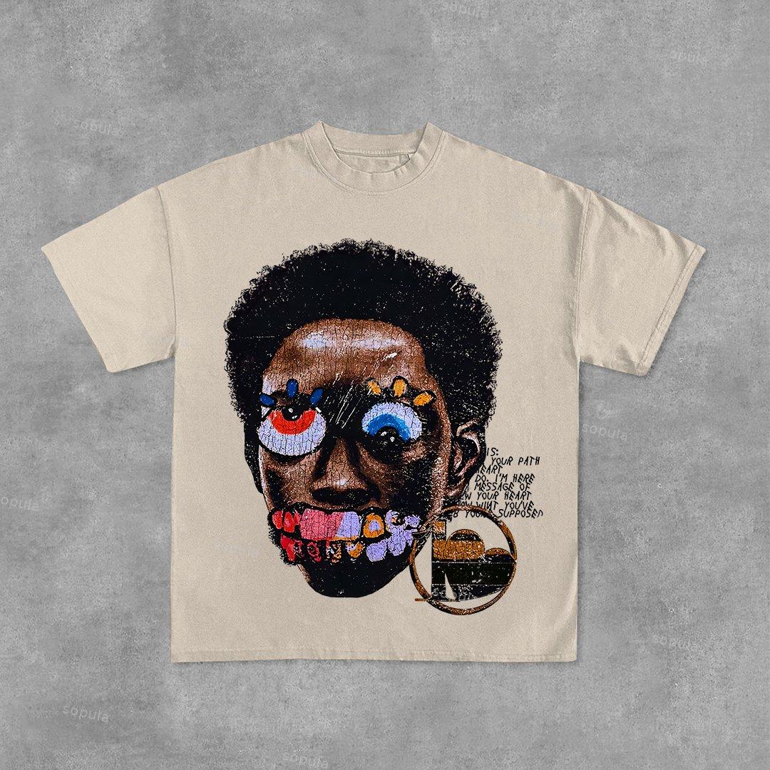 Vintage Madness Print Graphic Street Basketball T-Shirt Product Image