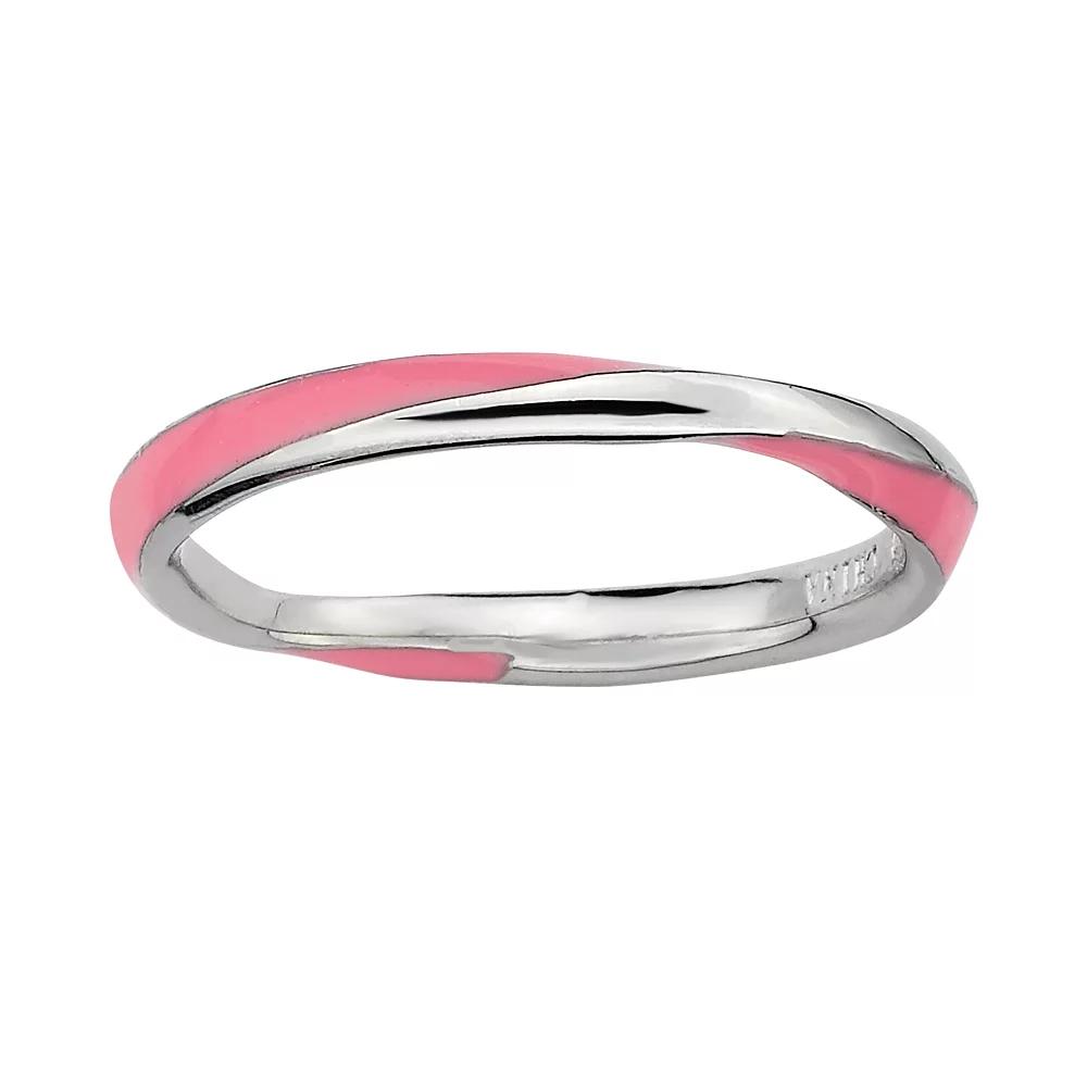 Stacks & Stones Sterling Silver Pink Enamel Twist Stack Ring, Women's,  Product Image
