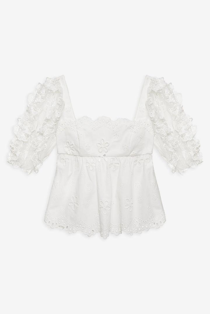 Daisy Eyelet Top — White Product Image