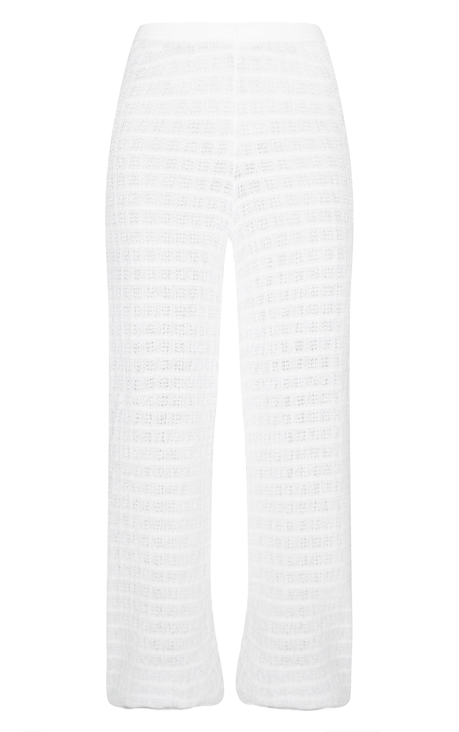 White Textured Knit Pant Product Image