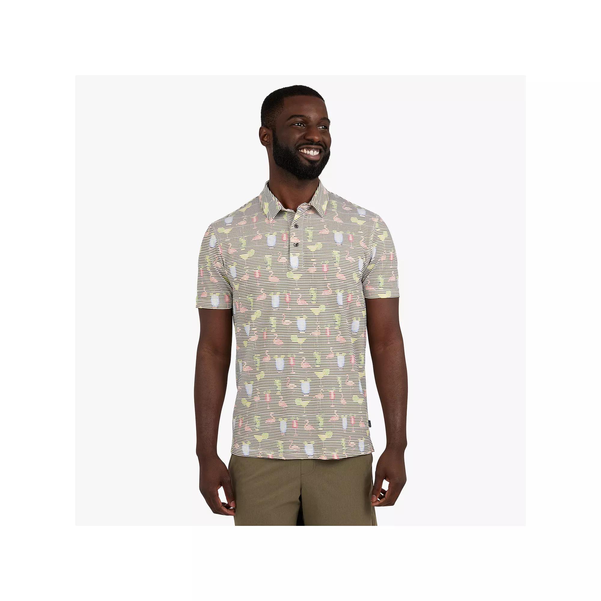 Men's Chaps Short Sleeve Print Performance Polo, Size: Large, Light Green Product Image