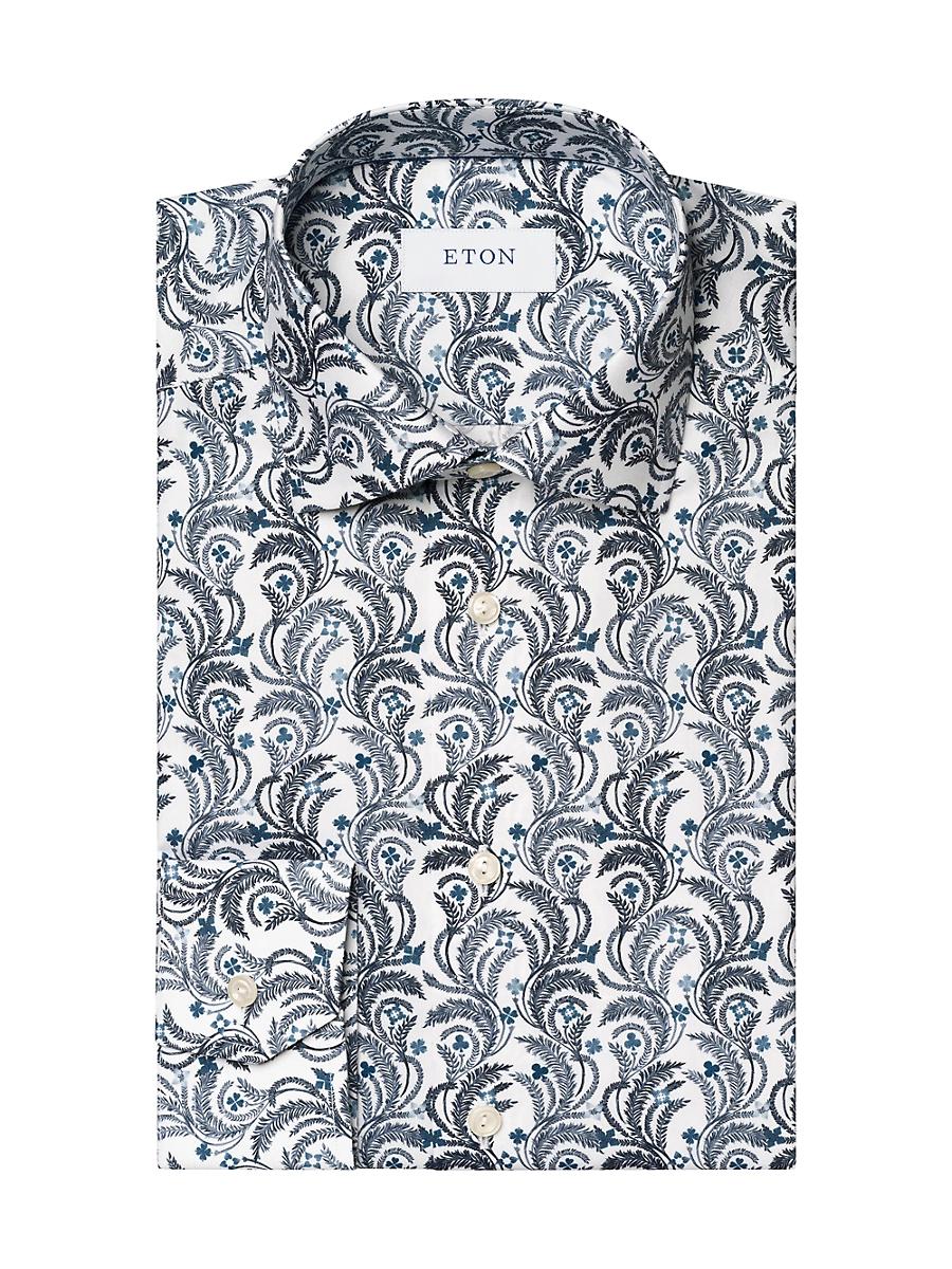 Mens Slim-Fit Floral Cotton Button-Front Shirt Product Image
