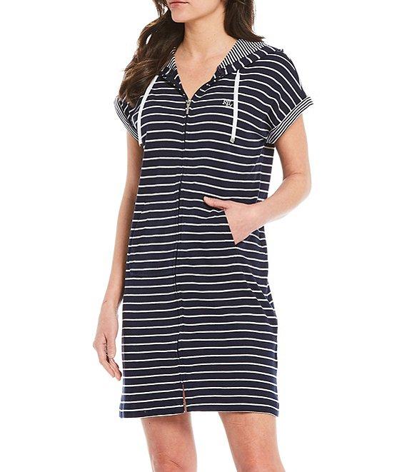 Lauren Ralph Lauren Striped Hoodie Interlock Zip-Front Lounger Product Image